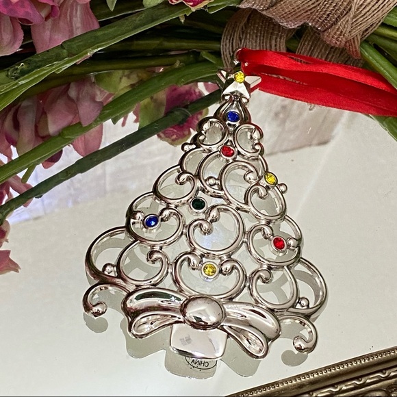 LENOX Sparkle and Scroll Multi-Crystal Silver-plate Tree Ornament - Picture 7 of 11